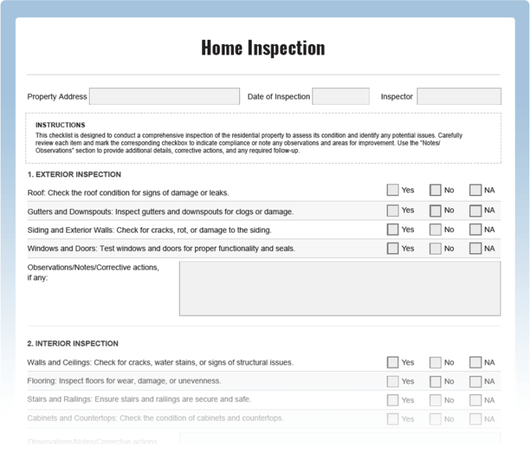 Home Inspection Checklist - Download Free PDF