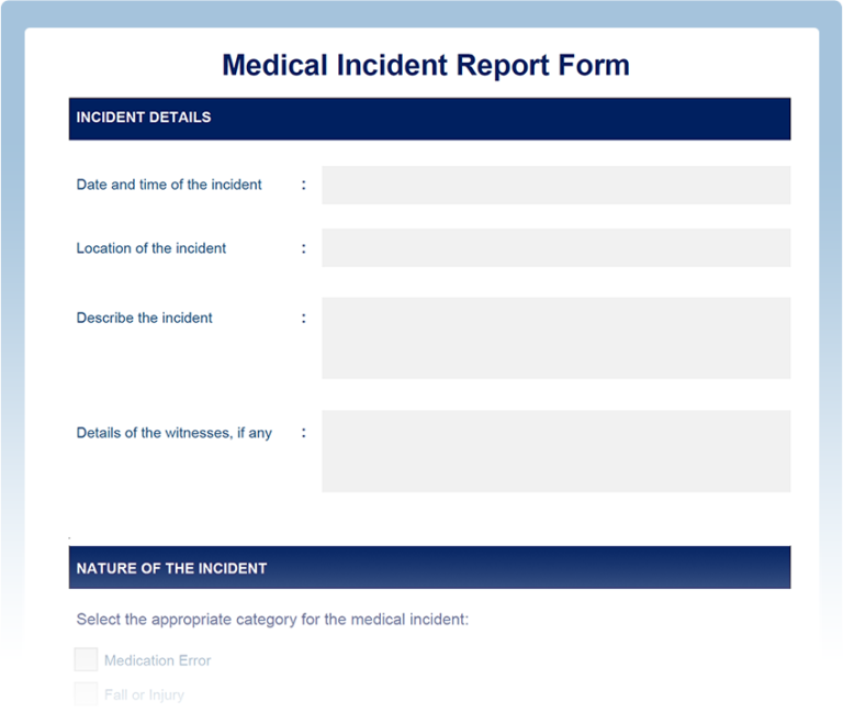 Medical Incident Report Template (Free) - Word, PDF, and Excel ...