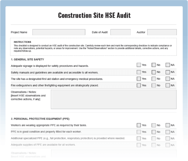 OSHA Construction Industry Checklist