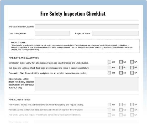 Fire Safety Inspection Checklist