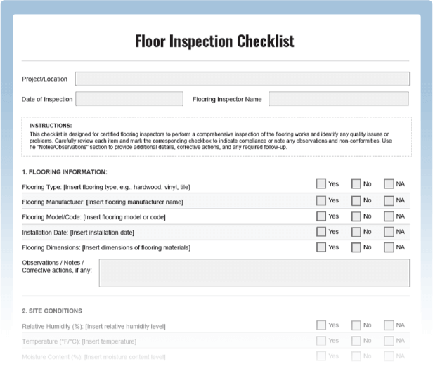 Floor Inspection Checklist