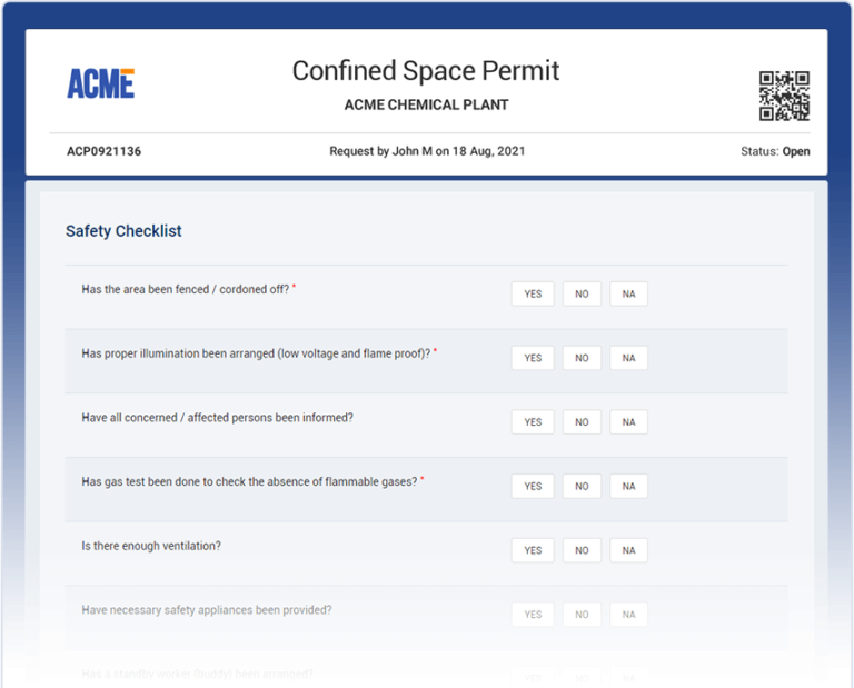 Free Confined Space Work Permit Form Template Download as PDF